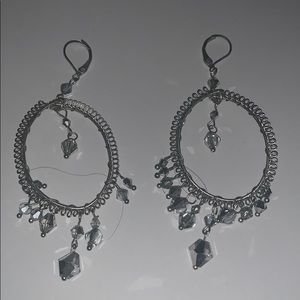 Sterling silver large dangle crystal earrings